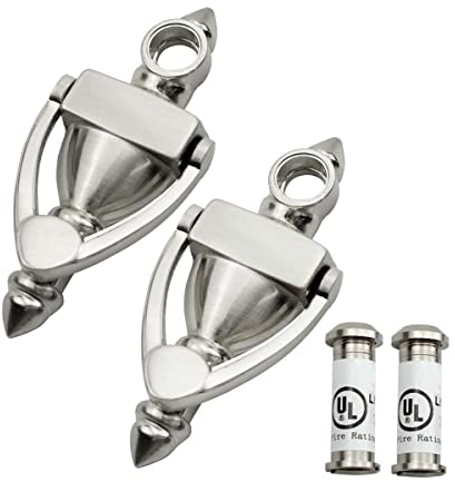 SANATO 2 PCS Nickel Door Knocker with UL Listed Fire Proof Door Viewer, 4 inch Height (4 Height, Nickel)