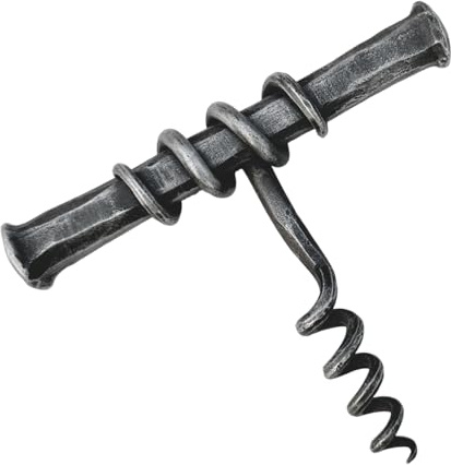 Hand Forged Twisted Corkscrew Wine Bottle Opener Wrought Iron Handmade Metal Wine Metal Black Antique Finish Heavy Duty by LIVING IDEAS