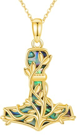 CUPENDA Thor Hammer Halskette Sterling Silber Gold Mjolnir Baum des Lebens Anhänger Nordic Wikinger Schmuck Geschenke für Damen