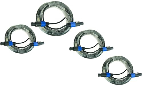 Paccs 4 x 20 m Lautsprecherkabel, Speakon Stecker 4 pol, PA Boxenkabel 2 x 1.5mm²