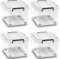 tillvex® Aufbewahrungsboxen mit Deckel 4er Set - 42 Liter, lebensmittelecht | Kunststoff Boxen Set stapelbar | Aufbewahrung Ordnungssystem Box groß | Aufbewahrungsbox Kleiderboxen 100% Neumaterial