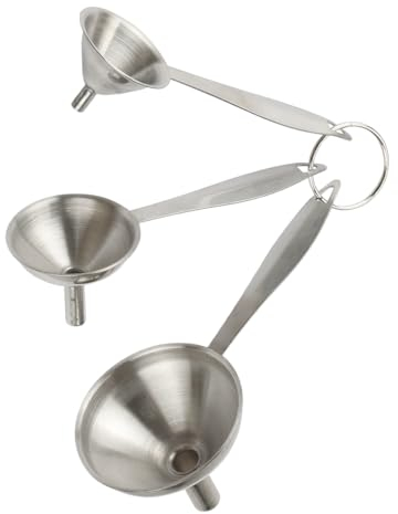 Tabanzhe 3 Pcs Mini Funnel Stainless Steel Kitchen Set - Small Funnels with Long Handle for Transferring Liquid, Oil, Powder, and More,for Filling Bottles or Containers