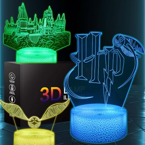 Thcohee Academy of Magic 3D LED Nachtlicht 3 in 1, 16 Farben variabel, mit Fernbedienung Licht, Hogwarts Castle Lights für Jungen, Mädchen Geburtstag und Weihnachten Geschenke