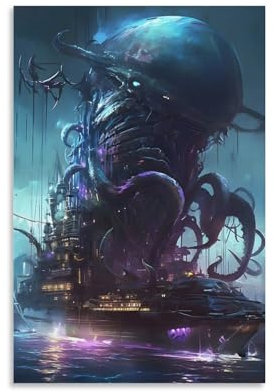 PLMoney Alien Monster Art – Die Leinwanddrucke der Reproduktion von Kunstwerken, Bildern auf Leinwand, Wandkunst für Heimbüro-Dekorationen, 20 x 30 cm