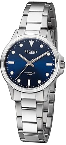 REGENT Damen Armbanduhr Analog Metallarmband Silber UR2254017 Analoguhr