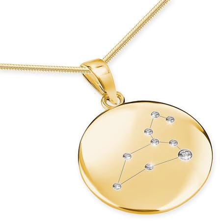 LILLY MARIE Silber 925 Vergoldete Sternzeichen Löwe Kette Mit Zirkonia Anhänger