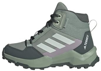 adidas Unisex Kids Terrex AX4R MID RAIN.RDY Hiking Shoes, Silver Green/Linen Green/preloved fig, 3.5 UK