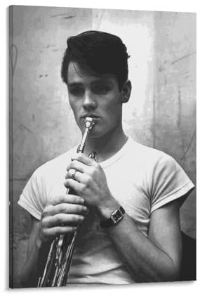 TINCHEW Chet Baker Schwarz-Weiß-Poster, Bilddruck, Tapisserie, Wandfarbe, Kunst, Wandteppich, Dekoration, moderne Wohnkunstwerke, Geschenkidee, 40 x 60 cm