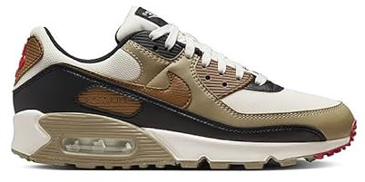 Nike Air Max 90, Sneaker Donna, Phantom Lt British Tan Black Fire Red, 36 EU