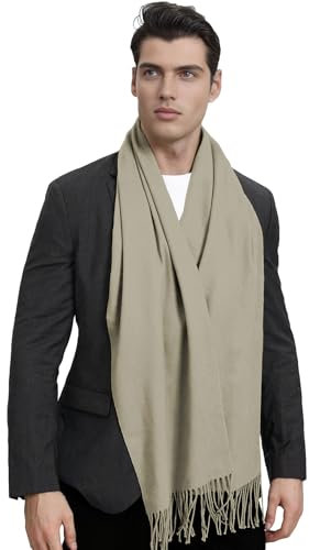 LYRIKER Schal Herren Winter Groß Halstuch Männer Schals aus Baumwolle Khaki