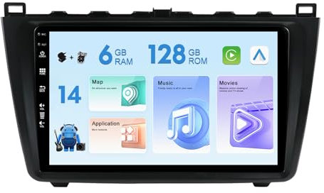 MISONDA [6G + 128G] Android 14 Autoradio Für Mazda 6 Rui Wing GH 2007-2012 Wireless CarPlay Android Auto 9 Zoll IPS Car Stereo mit DSP Mirror Link Bluetooth WiFi GPS FM/RDS SWC Rückfahrkamera+Mic