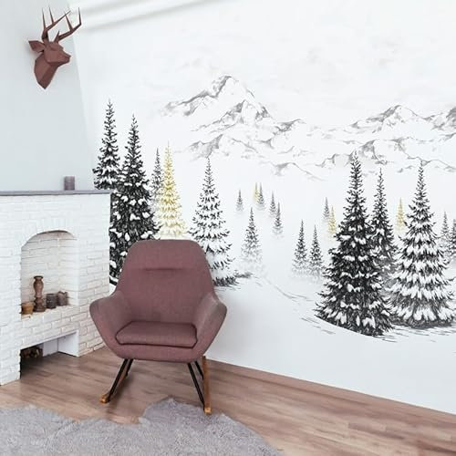 99 DECO Papier Peint Panoramique Montagne Noir et Dorée - L432xH270cm - Montagne Dorée