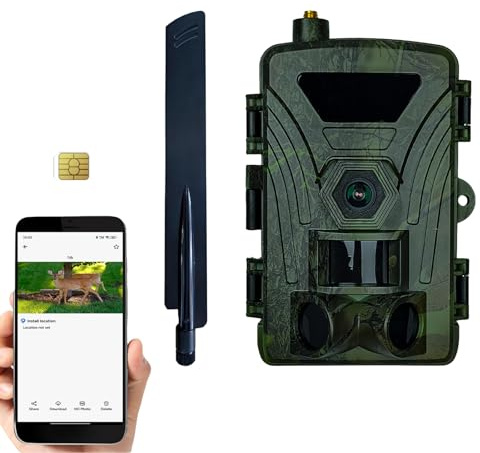 EMEBAY 4G Cámara de Caza con Tarjeta SIM Europea, 4K Cámara Exterior | Cámara Monitoreo Inalámbrico de Fauna, Nocturno Infrarrojo Invisible, Batería Independiente, PIR Detección, Instant Alert