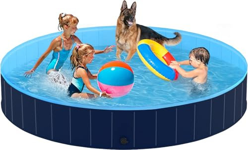 Pourbibi Vasca da Bagno per Cani, Piscina per Bambini, Lavandino Pieghevole per Animali Domestici con Antiscivolo in PVC Ecologico Resistente all'Usura