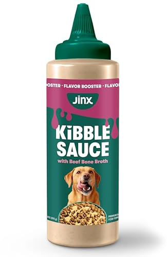 Jinx Kibble Sauce for Dogs - Premium Dog Food Kibble Topper Sauce & Flavor Booster Made with Beef Bone Broth - All-Natural Ingredients, No Additives or Fillers - 12 Oz