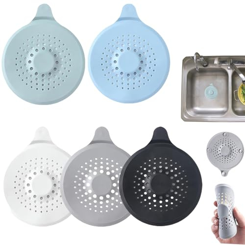 5PCS Bath Plug Hair Catcher For Shower Drain Cover Shower Hair Catcher Shower Drain Hair Catcher Drain Mat with Handle Bathroom Upgrades Kitchen Sink Strainer Bathroom Accessories Kitchen Essentials