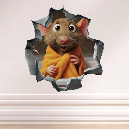 CREATCABIN 6 Stück Handtuch Maus Wandaufkleber Mausloch Wandaufkleber 3D Aufkleber Für Wand Möbel Geräte Büro Wohnzimmer Schlafzimmer Kunstraum Badezimmer Küche Sofa Hintergrund Geschenkdekoration