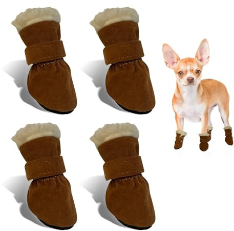 CHONGQILAO Hundeschuhe Pfotenschutz Outdoor, 4 Stücke Hundeschuhe Winter Pfotenschutz Hund Schneestiefel Hunde Schuhe rutschfeste Warme, Winter Schnee Hundestiefel für Große Mittlere Kleine Hunde