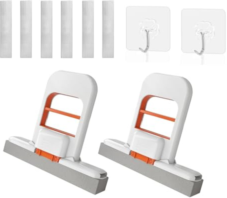 Mini Mop 2 Piezas – Fregona de Esponja Plegable con Autoescurrido, 6 Cabezales de Repuesto & 2 Ganchos – Limpieza en Seco y Húmedo para Cocina, Baño, Cristal y Coche