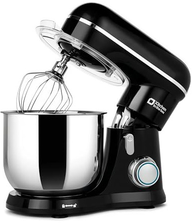 Kitchen in the box Kompakte Küchenmaschine 3,5 L, Rührmaschine & Knetmaschine mit 10 Geschwindigkeiten, Leichte Teigmaschine mit Knethaken, Rührhaken & Schneebesen, ideal für kleine Küchen,Schwarz