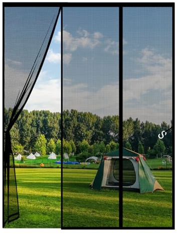 Zanzariera Magnetica per Porte,Doppia Apertura Laterale Tenda Magnetica per Porte, Magnetica Auto Chiusura Anti Zanzare Rete, Tenda Porta Magnetica, per Porta Scorrevole, Porte Balcone,Nero