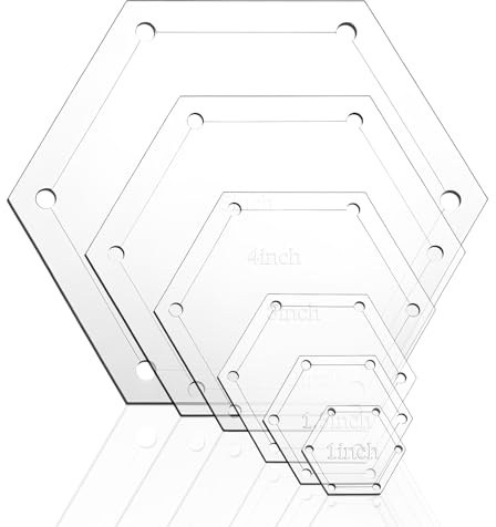 6 Stück Hexagon Quilten Acryl Schablone Hexagon zum Zeichnen Zeichenschablone für DIY Kunsthandwerk Dekoration Büro Schule Gebäude Patchwork