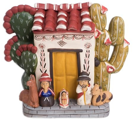 NOVICA 236.024,4 cm Christmas at Home Keramik Krippe Skulptur