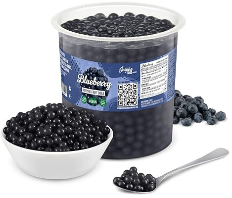 POPPING BOBA - Sferette alla frutta per Bubble Tea - Mirtillo - 3.2 kg - nessun colorante artificiale, basso contenuto di zucchero, succo di frutta vero, 100% vegan e senza glutine