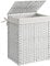 SONGMICS Wäschekorb, Wäschesammler 90 L, Wäschebox aus synthetischem Rattan, mit Deckel und Griffen, geflochten, faltbar, herausnehmbarer Wäschesack, wolkenweiß LCB51WT