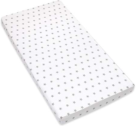 Amilian Spannbettlaken Spannbetttuch für Babybett Kinderbett 60x120 cm, 70x140 cm, 100% Baumwolle, fürs Baby, Baby Bettwäsche Größe: 120x60 cm, Muster: Sternchen Grau auf Weiß