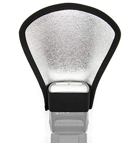 Ruberg Blitz Reflektor Blitz Diffusor Makro 2 in 1 Universal Blitz Diffusor Flash Diffusor Biegbar Silber/Weiß Reflektor mit Gummiband Geeignet für Canon, Nikon, Sony 1PCS
