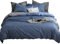 AShanlan Bettwäsche Set 140x200 cm Blau Grau Uni Einfarbig Wendebettwäsche 100% Weiche Angenehme Mikrofaser - 1 Bettbezug 140 x 200 cm + Kissenbezüge 70 x 90 Reißverschluss