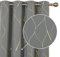Deconovo Blickdicht Ösenvorhang Fenstervorhang Linie Muster Gardinen Wohnzimmer, 229x132 cm(HöhexBreite), Hellgrau, 2er Set