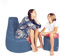PATCH HOME Patchhome Gamer Sessel inkl. Würfel Bean Bag Set Ø80cm, 90cm Höhe, 30cm Sitzhöhe + 35x35cm Würfel bereits mit Styropor befüllt und Reißverschluss zum Nachfüllen Blaugrau