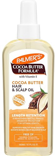 Palmer's Cocoa Butter & Biotin Length Retention Hair and Scalp Oil, 5.1 Ounce (Packaging May Vary)