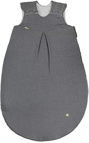 Odenwälder Musselin-Schlafsack Schlafsack Baby-Schlafsack Kinderschlafsack wattiert (Grey, 80 cm)