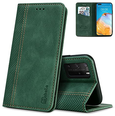 AKABEILA Hülle für Huawei P40 Pro Handyhülle Leder Flip Case Ständer PU Brieftasche Schutzhülle Klapphülle Tasche Case mit [Kartenfach] [Standfunktion] [Magnetisch]
