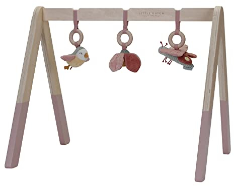 Little Dutch 8710 Holz Baby Gym Spieltrapez mit Stoff Anhängern - Flowers & Butterflies (70x21,5x40 cm)