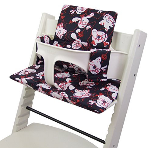 BambiniWelt by Rafael K. Ersatzbezug [Bezug Sitzkissen Kissen-Set] Sitzverkleinerer kompatibel mit Stokke Tripp Trapp für Hochstuhl-Kinderstuhl Mod. 2 (Bärchen rot)