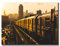 Leinwandbild New York City Gold Panorama | 80 x 60 cm Querformat | Bild Leinwand Wandbild | Skyline Zug Subway Empire State Building | Home Deko | modern Hingucker | Wohnzimmer Schlafzimmer XL groß