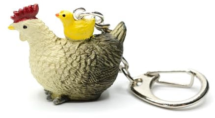 Miniblings Huhn Küken Schlüsselanhänger Farm Bauernhof Henne Ostern Frühling - Handmade Modeschmuck I Anhänger Schlüsselring Schlüsselband Keyring