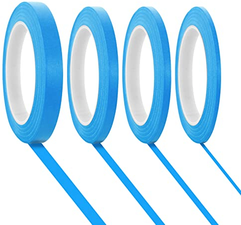 4 rollos de cinta de pintor, cinta de pintor de línea fina de 1,5mm/3mm/6mm/1,26cm, cinta de enmascarar de 50m de longitud cinta de línea fina autoadhesiva, cinta de pintor para pintar y decorar