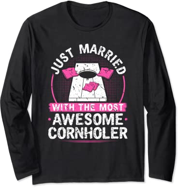 Just Married, Cornhole Wedding Ehe Partner Wife Langarmshirt