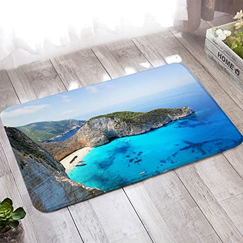 Banemi Fußmatte Innen, Teppich Küche 50X80cm Grün Blau Schöne Insel für Wohnzimmer Schlafzimmer