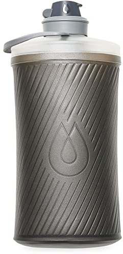 HydraPak Flux - Bouteille d'eau de randonnée pliable (1,5 litre) - Bouchon à vis sans BPA, ultra léger et anti-déversement - Gris mammouth