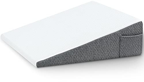 howhom Cuscino a cuneo con parte superiore in schiuma per dormire, leggere e riposare, 20,3 cm, supporto triangolare per gambe e schiena, con fodera lavabile