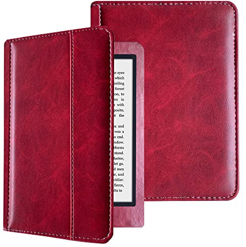 Étui pour Kobo Glo HD 6 modèle : N613 en cuir PU de qualité supérieure avec mise en veille/réveil automatique également applicable à Kobo GLO HD 6 N437 (rouge)