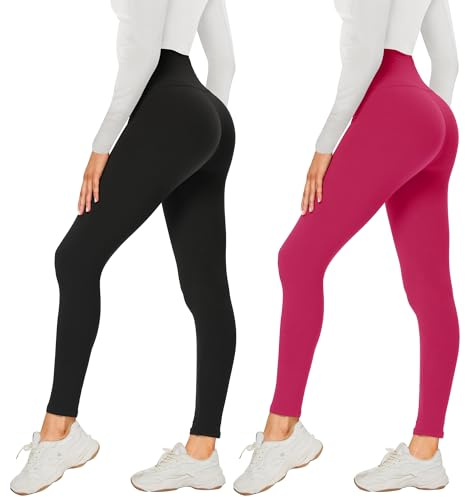 AMIYOYO 2er Pack Leggings für Damen High Waist Leggins Blickdicht Elastische Bauchweg Hosen Weiche Sporthose für Yoga Fitness Outdoor Freizeit