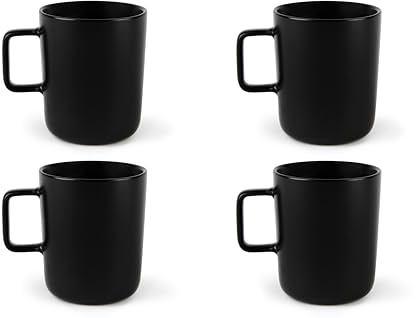 Excelsa Nordic Set 4 Tazze Mug Nere, Ceramica Stoneware, Capacità 320 Ml.
