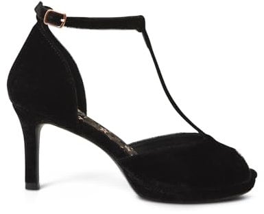 Joe Browns Women's Twist T-Bar Peep Toe Shoes Pump, Black, 6 UK